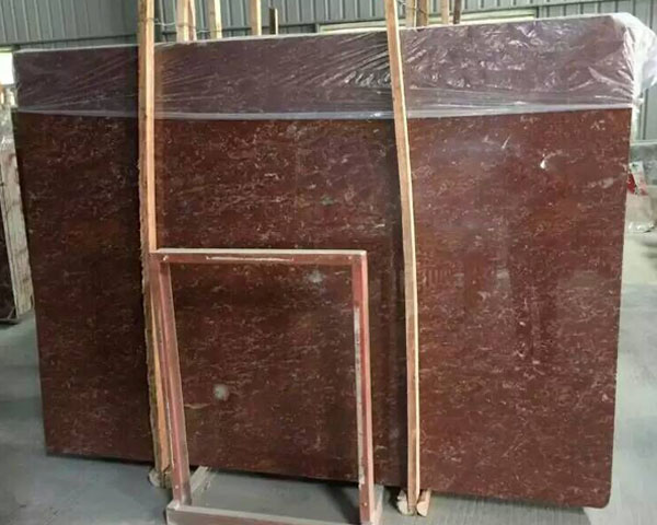 Natural dark color red rose marble slab from China