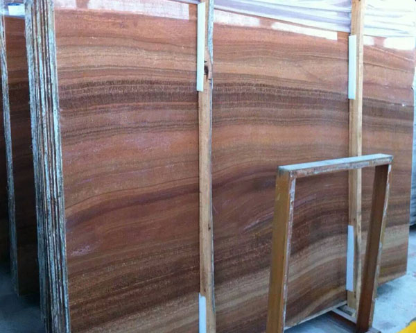 Imperial family red brown wood grain marble slab