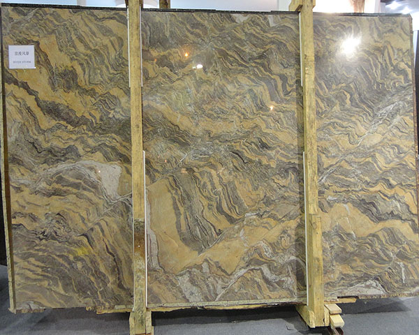 China yellow romantic storm serpentine marble stone