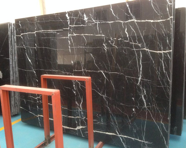 Tiny white vein black marquina nero marble slab