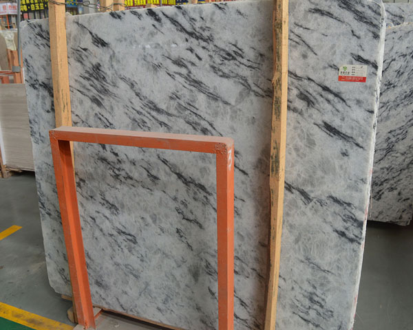 Natural tiny black vein light gray marble slab