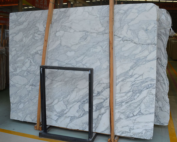 Natural grey vein hoar white rose marble slab