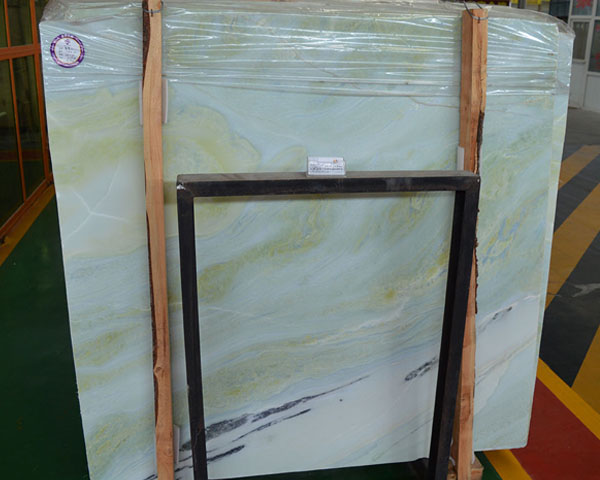 Natural bright green Jade onyx marble wall panel