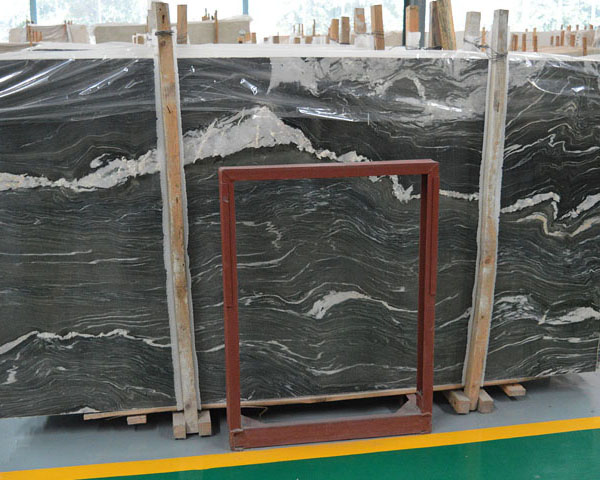 Chinese white dragon wavy grain black marble slab