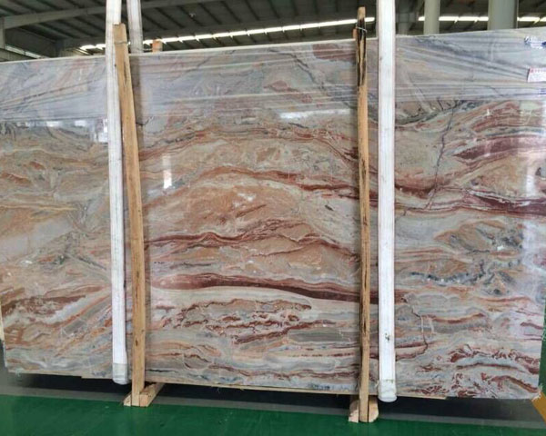 Italian monica cream red wavy grain marble slab