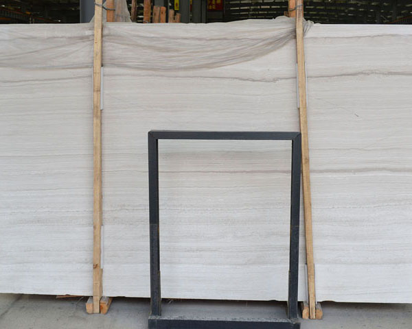 Imported Italian white wood grain marble slab