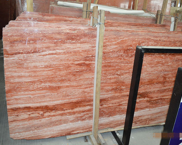 Iran wood grain red travertine marble stone for sale