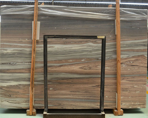 Hot sale brown vein blue wavy grain marble slab